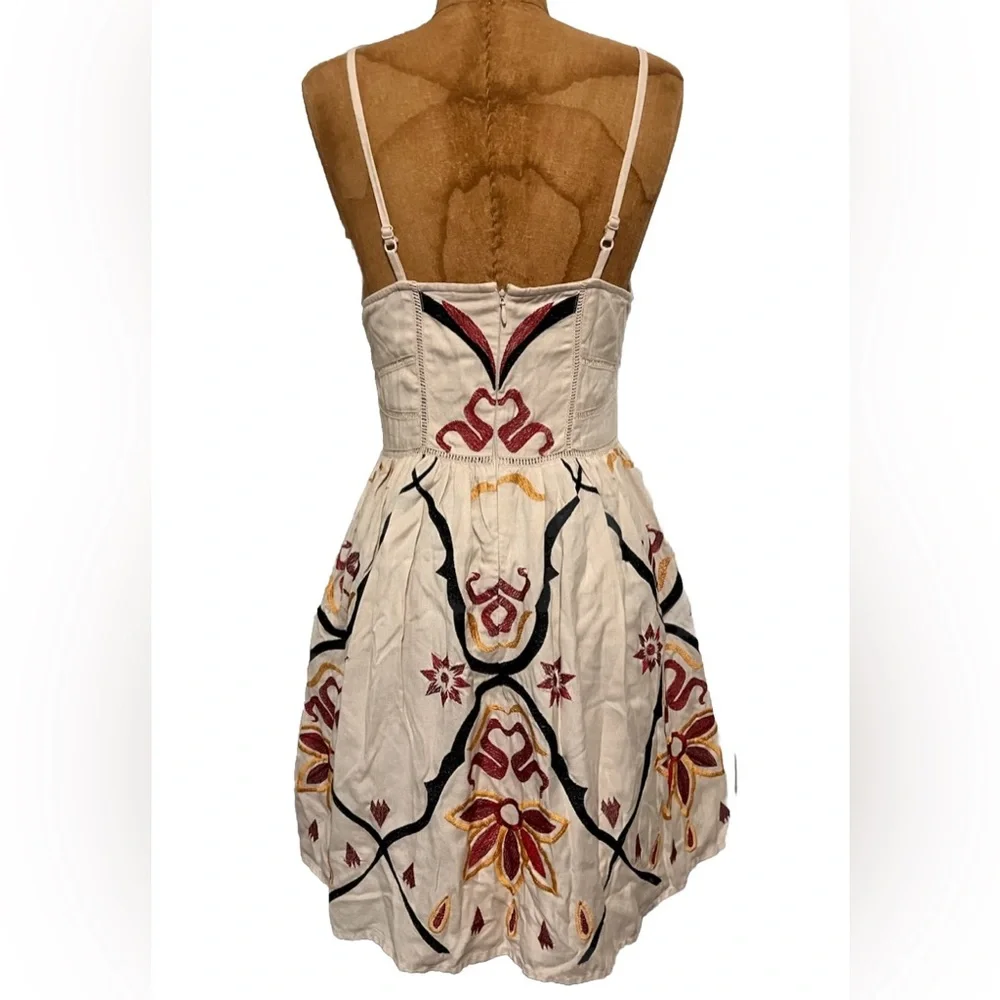 Free People White and Pink Embroidered Mini Dress EUC - Picture 6 of 14